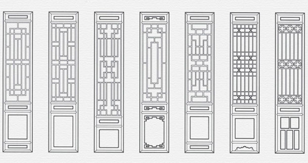 路南常用中式仿古花窗图案隔断设计图