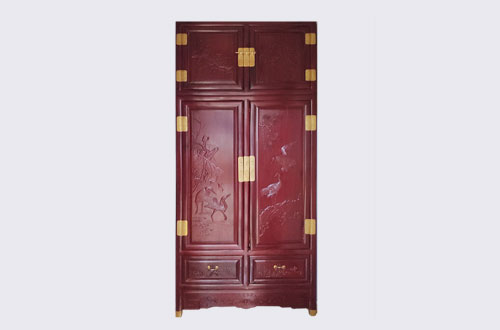 路南高端中式家居装修深红色纯实木衣柜